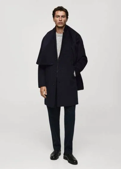 Mango Man Handmade Wool Coat Dark Navy