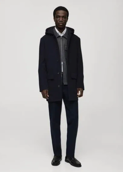 Mango Man Coat Dark Navy In Bleu Marine Foncé