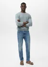 Mango Man Jean Jan Slim-fit Délavé Moyen Effet Usé Bleu Moyen - Homme - 48 -