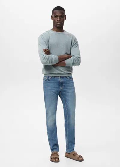 Mango Man Jean Jan Slim-fit Délavé Moyen Effet Usé Bleu Moyen - Homme - 48 -  In Blue