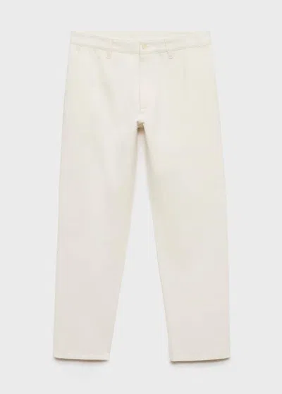 Mango Man Regular-fit Jeans Made From A Cotton-linen Blend Off White