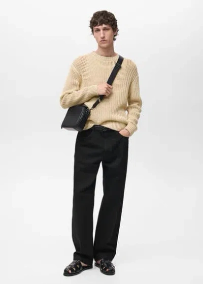Mango Man Loose-fit Jeans Black Denim
