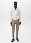 Mango Man Knitted Sweater With Perkins Neck Light/pastel Grey In White
