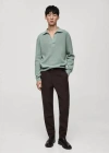 Mango Man Knitted Wool Blend Polo Sweater Aqua Green In Aqua Green