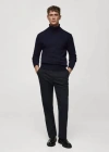 MANGO MAN KNITTED WOOL TURTLENECK SWEATER DARK NAVY