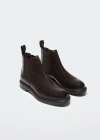 Mango Man Leather Chelsea Ankle Boots Brown In Brown