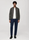 Mango Man Leather Effect Bomber Jacket Grey In Grey