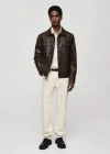 Mango Man Leather-effect Jacket Brown In Brown