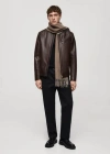 Shop Mango Man Veste Simili-cuir Détail Coutures Marron - Homme - Xl -  In Brown