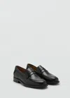 Mango Man Mocassins Cuir Détail En Forme De Masque Noir - Homme - 45 -