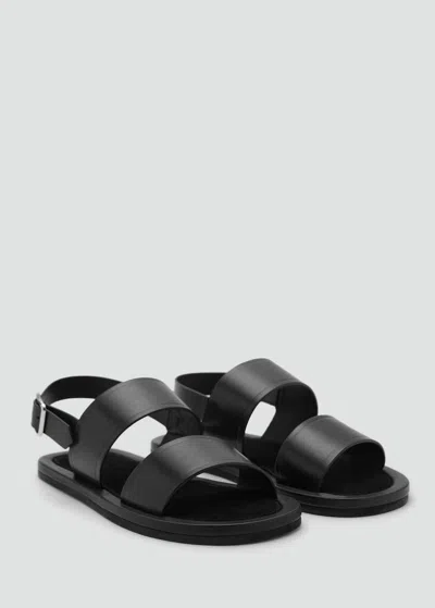 Mango Man Leather Strap Sandals Black