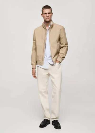 Mango Man Lightweight Jacket With Collar Beige