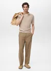 Mango Man Linen-blend Elastic Waist Trousers
