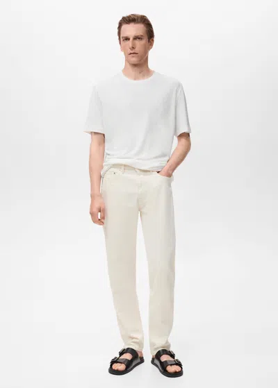 Mango Man T-shirt Lin Slim-fit Blanc - Homme - Xxl -