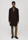 Mango Man Long Recycled Wool Coat Chocolate