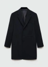 Mango Man Long Recycled Wool Coat Dark Navy In Dark Navy