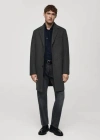 Mango Man Long Recycled Wool Coat Medium Heather Grey