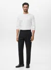 Mango Man Long Sleeve Regular Fit T-shirt White In Black