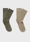 Mango Man Pack Of 2 Ribbed Cotton Socks Khaki In Multi