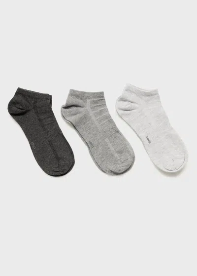 Mango Man Pack Of 3 Cotton Socks Grey