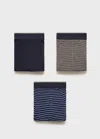 Mango Man Lot 3 Slips Combinés Bleu Marine - Homme - Xl -
