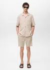 Mango Man Lyocell Shirt With Pocket Sand In Sable