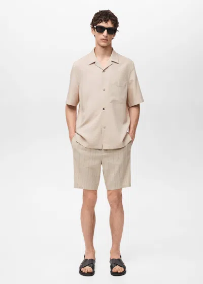 Mango Man Lyocell Shirt With Pocket Sand In Sable