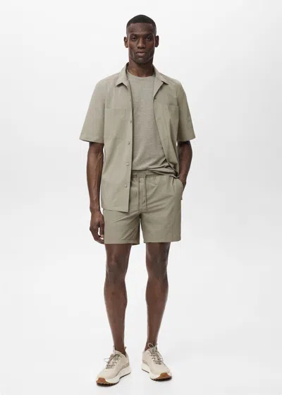 Mango Man Maillot De Bain À Poches Zippées Kaki - Homme - Xl -