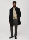 Mango Man Detachable Hood Wool Coat Black In Noir