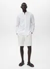 Mango Man Chemise Lin Col Mao Blanc - Homme - Xxl -  In White