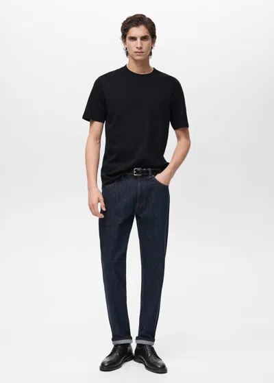 Mango Man Medium Weight Regular Fit T-shirt Black In Black