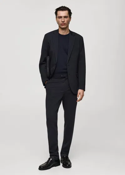 Mango Man Medium Weight Regular Fit T-shirt Dark Navy