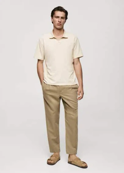 Mango Man Micro-structure Regular-fit Cotton Polo Shirt White