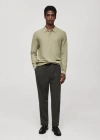 Mango Man Micro-structured Cotton Knitted Polo Shirt Green Apple