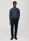 Mango Man Micro-structured Cotton Knitted Polo Shirt Indigo Blue