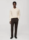 Mango Man Micro-structured Cotton Knitted Polo Shirt Off White