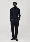 Mango Man Microstructure Sweater With Zipper Collar Dark Navy