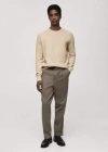 Mango Man Microstructured Cotton Knitted Sweater Sand