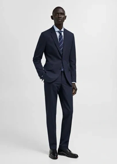 Mango Man Slim Fit Suit Blazer Dark Navy