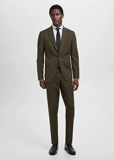 Mango Man Milan Slim-fit Suit Jacket Khaki In Brown