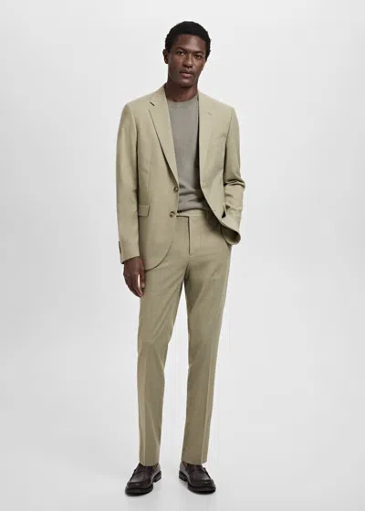 Mango Man Milan Slim-fit Suit Trousers Green