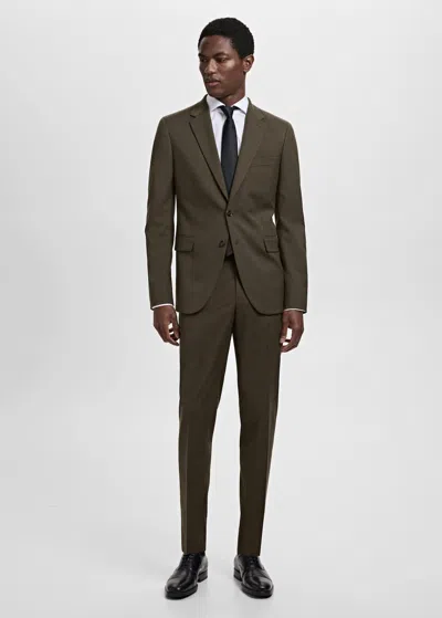 Mango Man Milan Slim-fit Suit Trousers Khaki In Brown