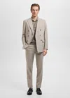 Mango Man Monaco Double-breasted Slim-fit Suit Jacket Beige