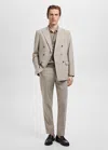 Mango Man Monaco Slim-fit Suit Trousers Beige