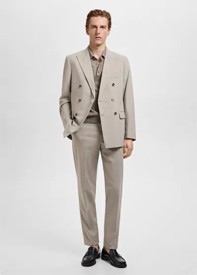 Mango Man Monaco Slim-fit Suit Trousers Beige In Sand