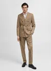 MANGO MAN PANTALON COSTUME MONACO SLIM-FIT MARRON MOYEN - HOMME - 38 - MANGO MAN