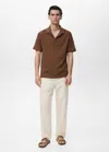 Mango Man Polo Maille Coton Ajouré Tabac - Homme - Xxl -