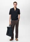 Mango Man Openwork Knitted Cotton Shirt Dark Navy In Dark Navy