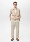 Mango Man Openwork Knitted Structured Shirt Sand