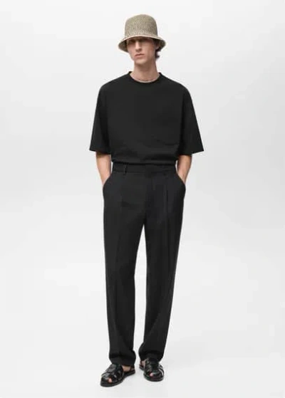 Mango Man Oversized Pocket T-shirt Black